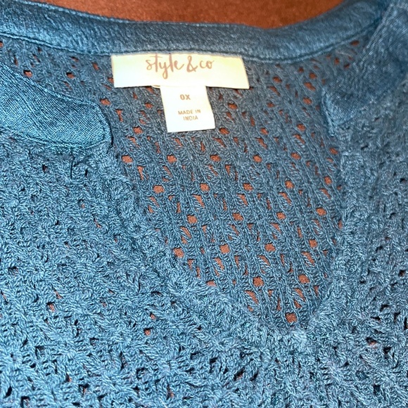 Style & Co Crochet-Trim Top 0x New - Picture 7 of 7